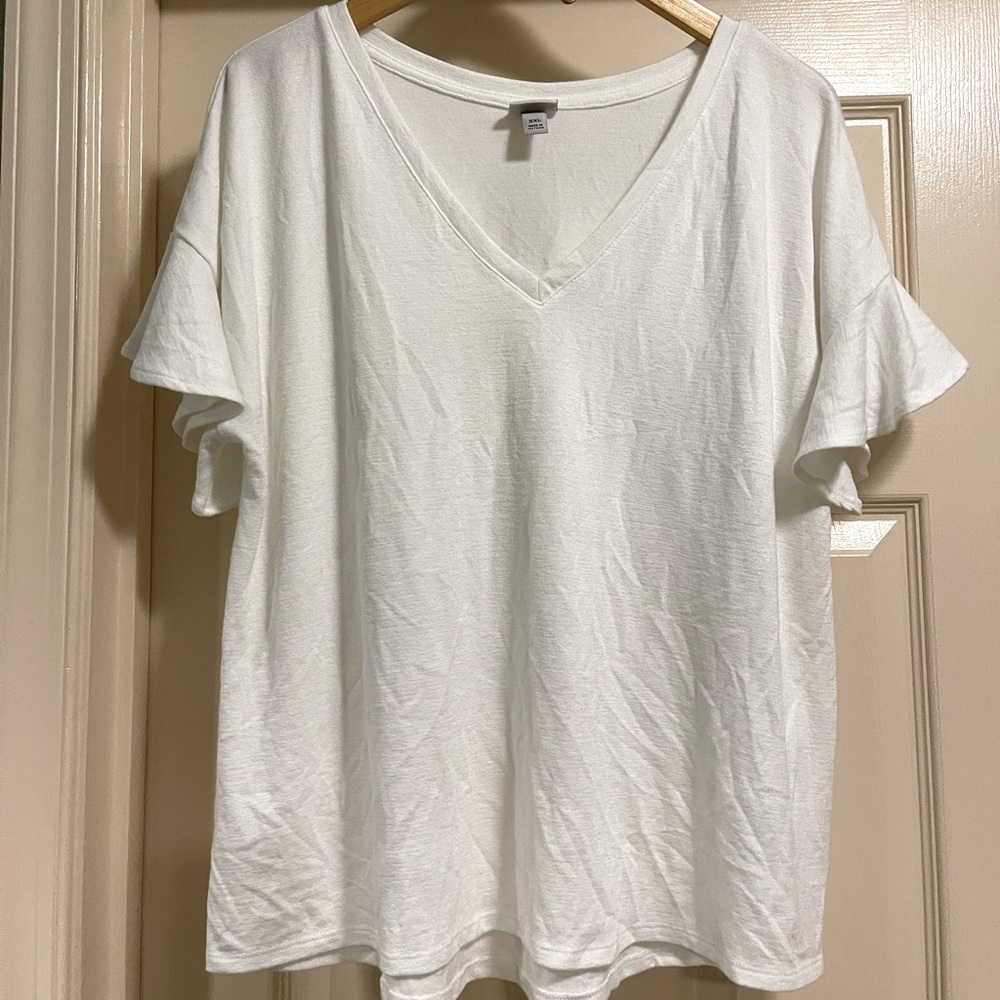 V-Neck Flutter Sleeve Tee, Never Worn